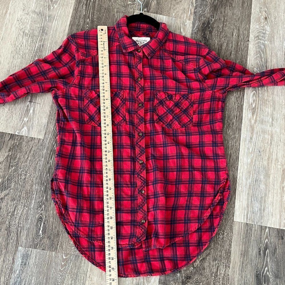 Abercrombie & Fitch Red Plaid Button Down Flannel Shirt Medium - Picture 7 of 11